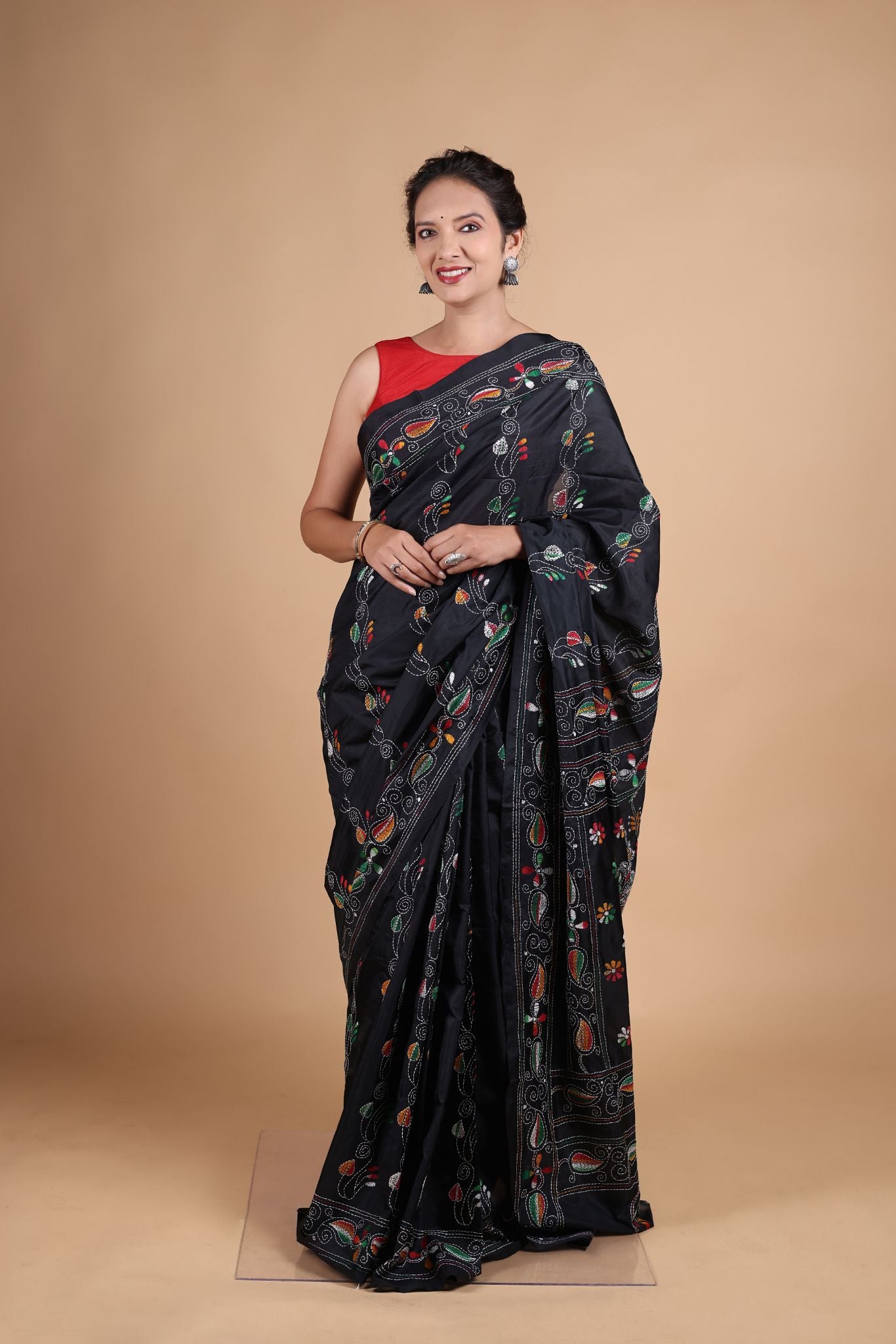 Koyna - Art Silk Kantha Embroidery Saree