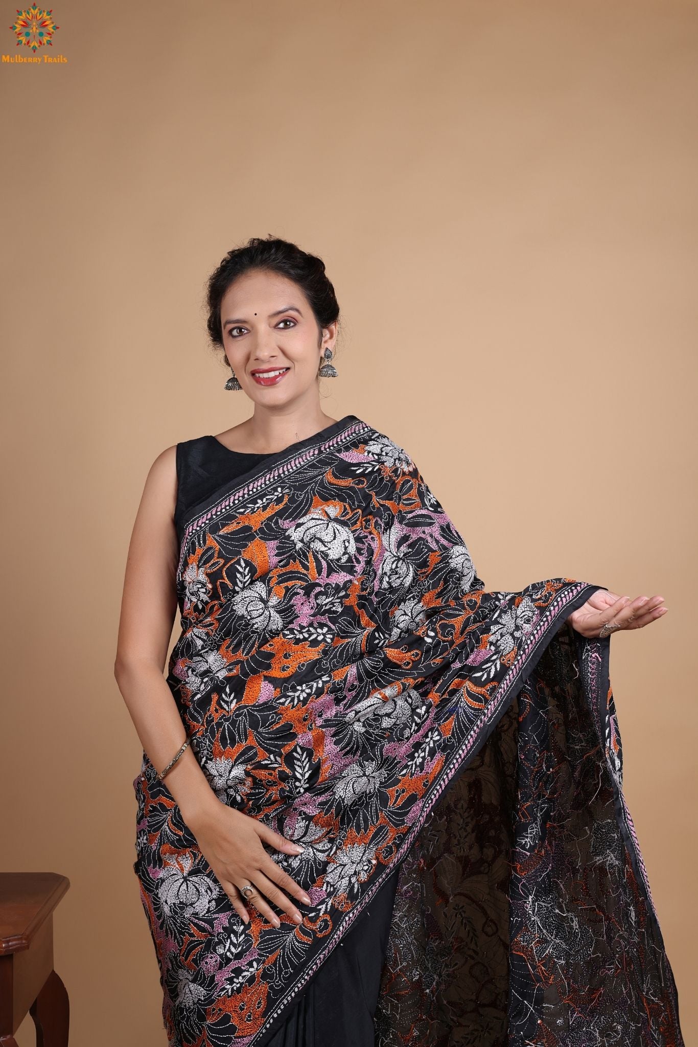 Koyna - Art Silk Kantha Embroidery Saree