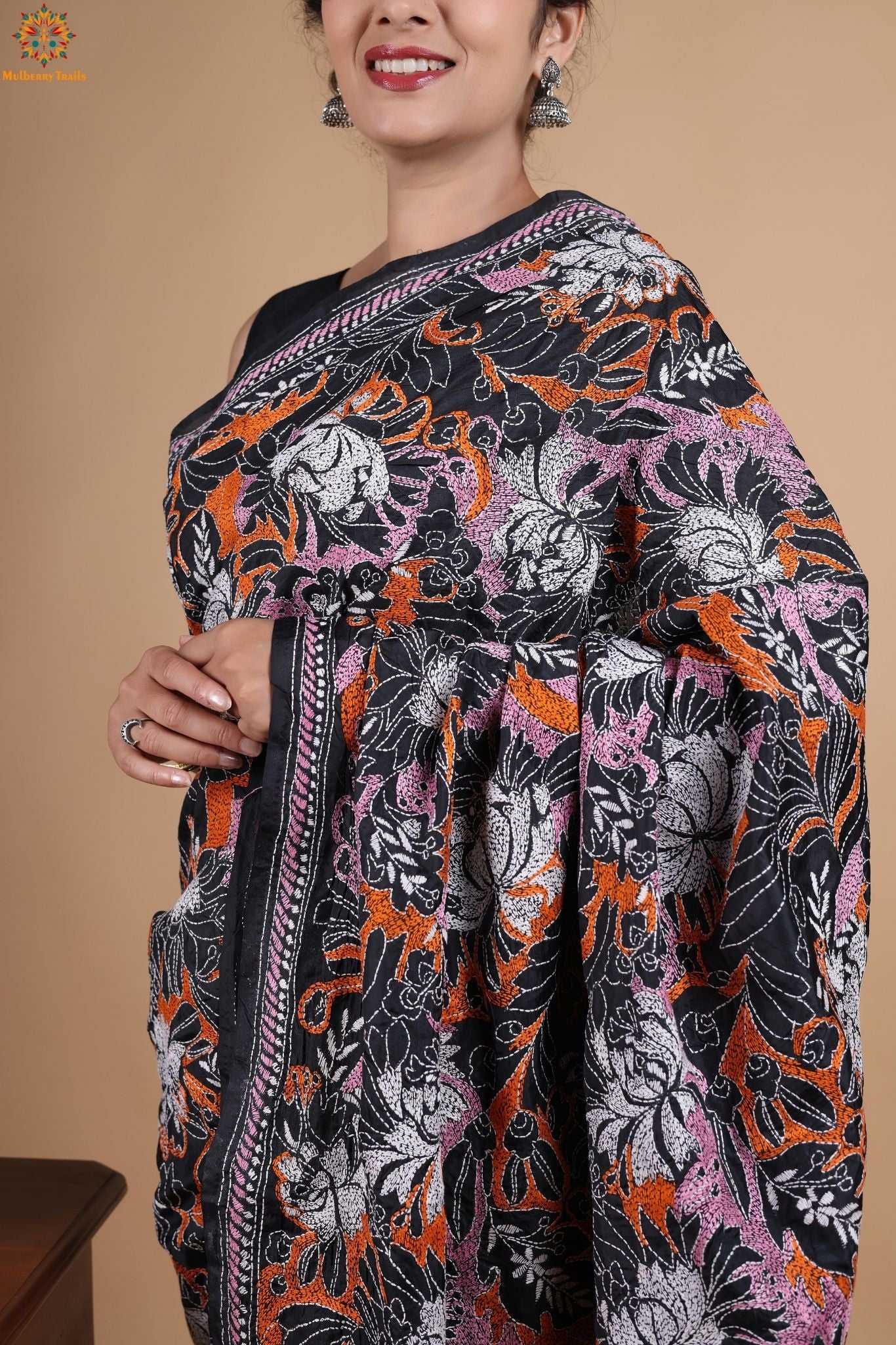 Koyna - Art Silk Kantha Embroidery Saree