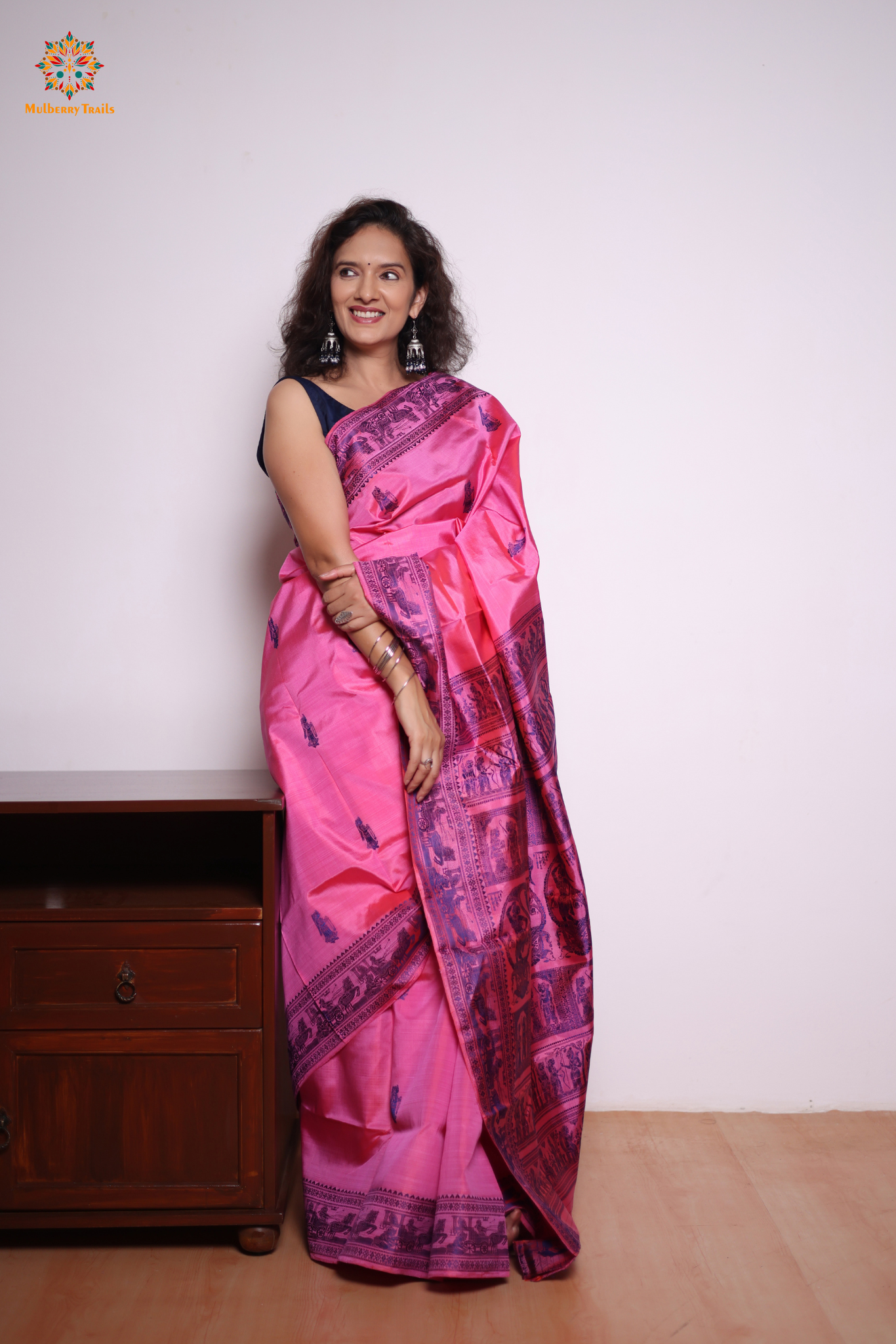 Bishnupadi: Pure Silk Resham Baluchari _ Pink