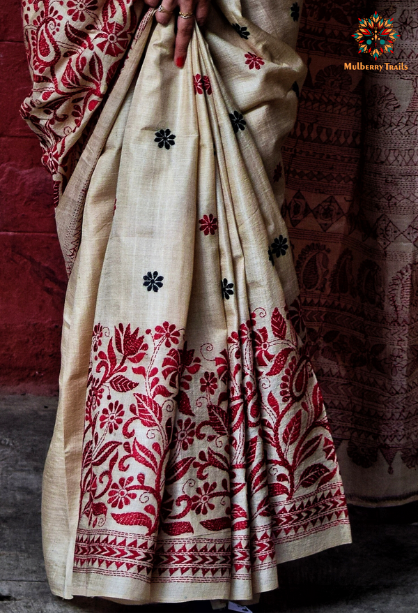 Rima - Pure Ghhachi Tusser Silk Embroidery Saree