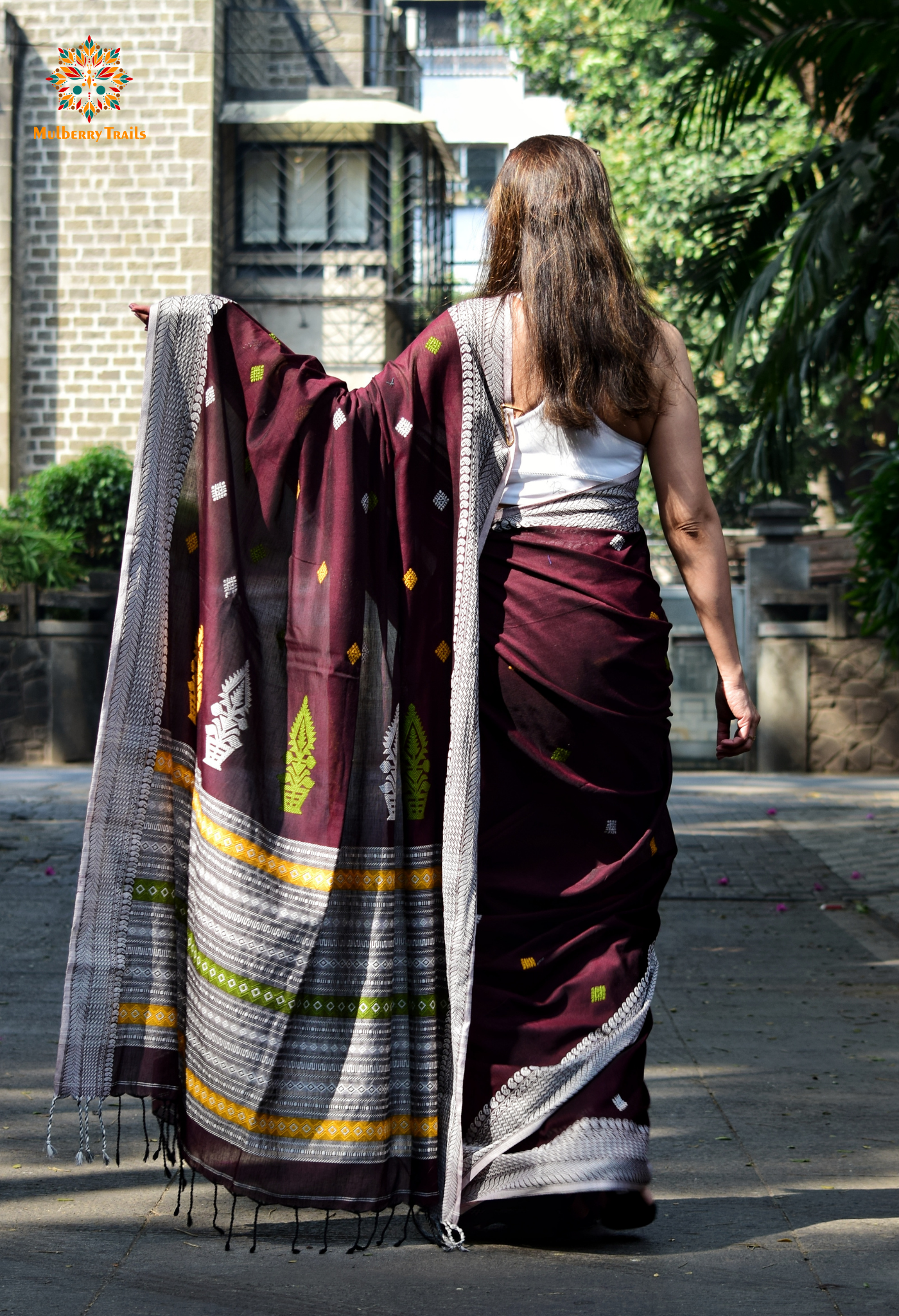 Ahana: Premium Handwoven Cotton Saree - Cocoa Brown