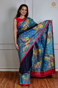 Rima - Ghhachi tusser Silk Saree with all over Kantha Embroidery