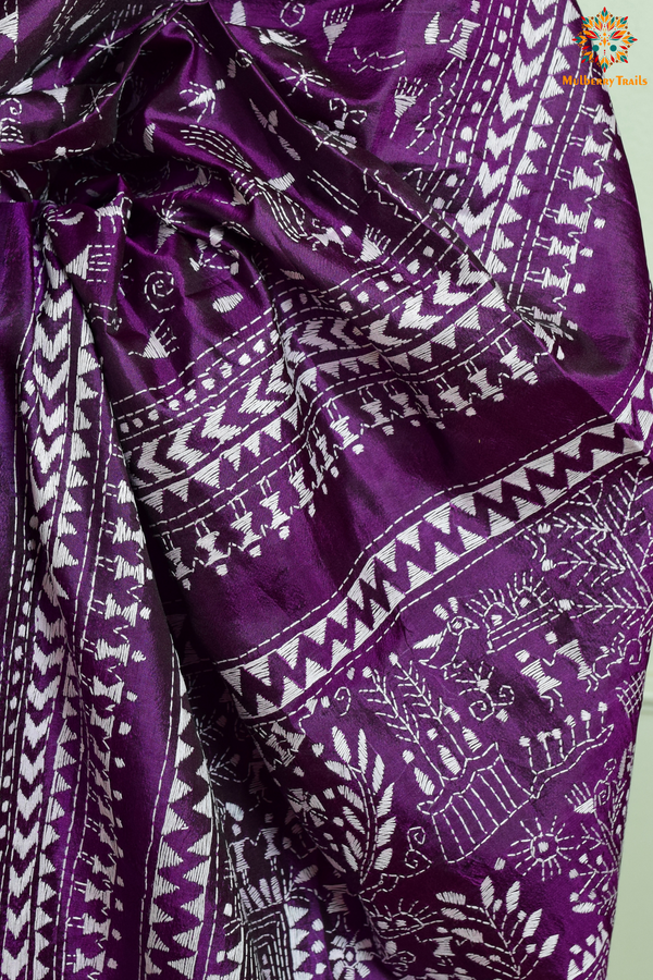 Rima - Bangalore Silk Saree with Warli Embroidery Saree