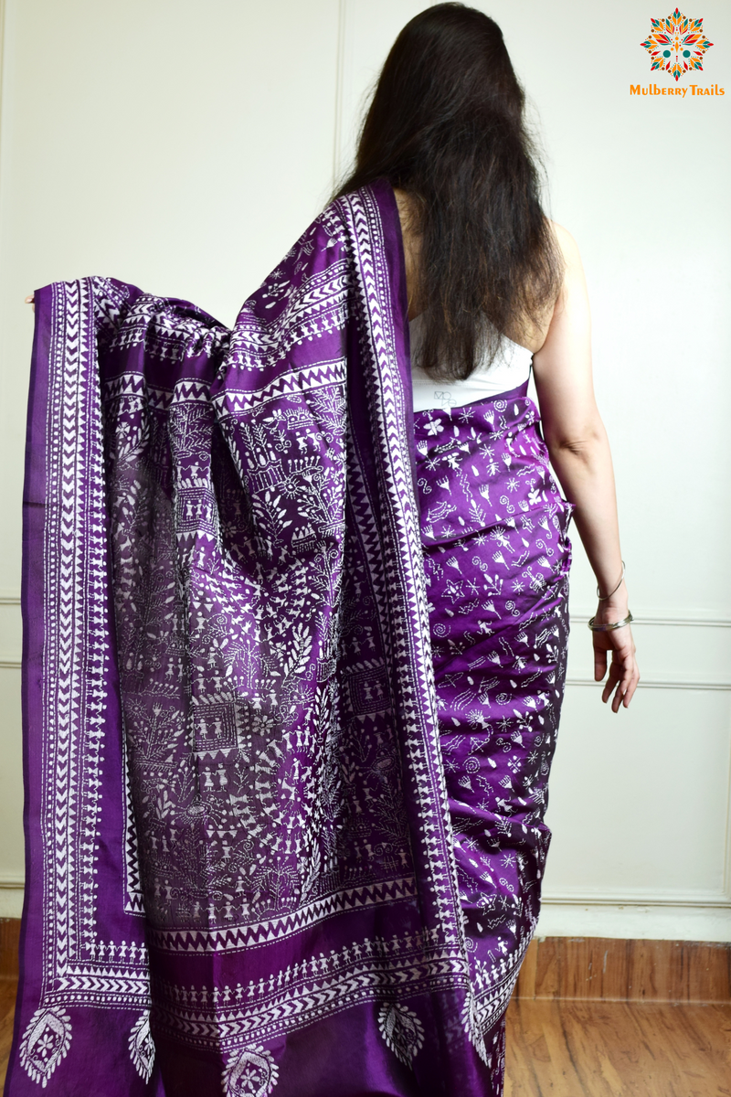 Rima - Bangalore Silk Saree with Warli Embroidery Saree