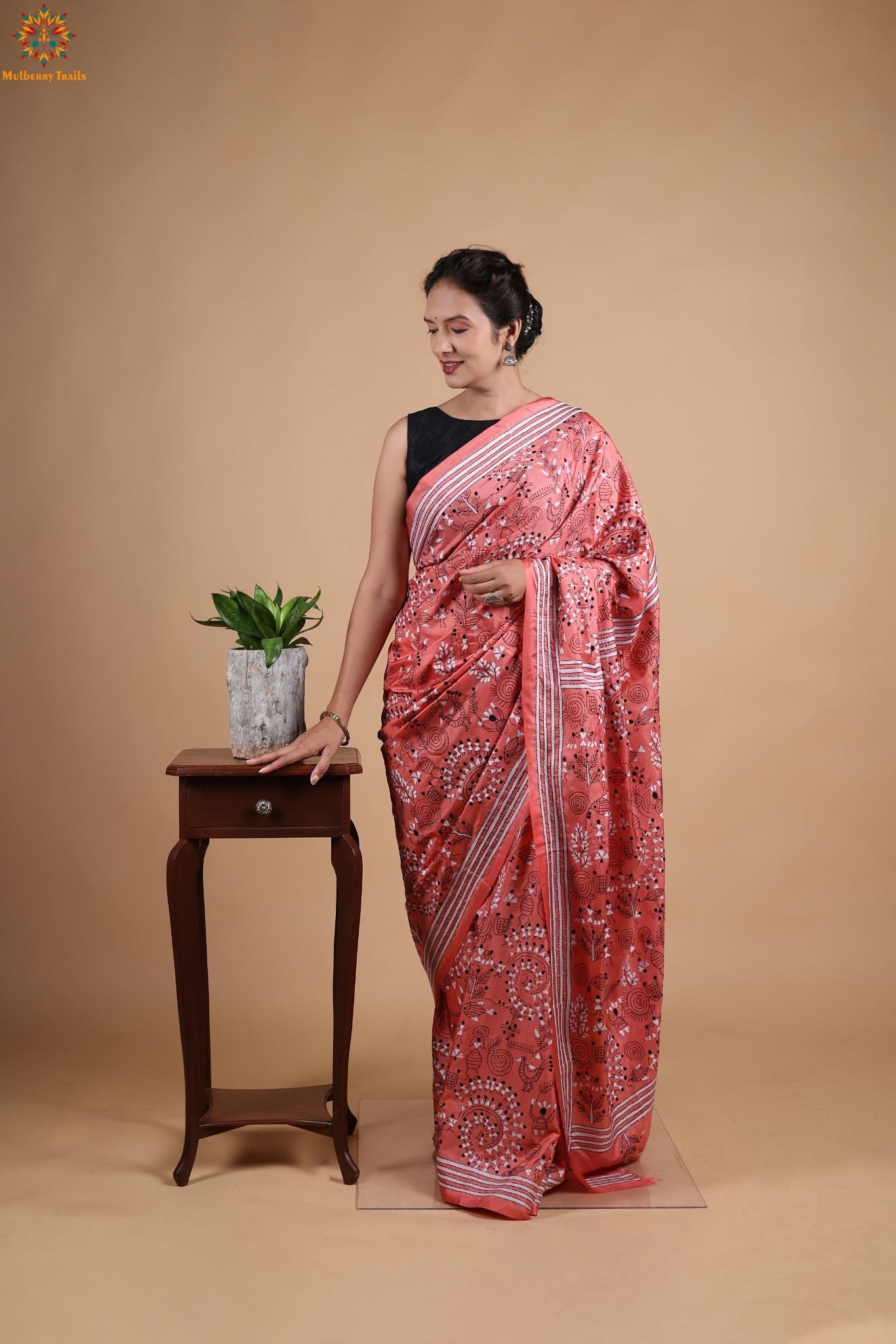 Koyna - Art Silk Kantha Embroidery Saree