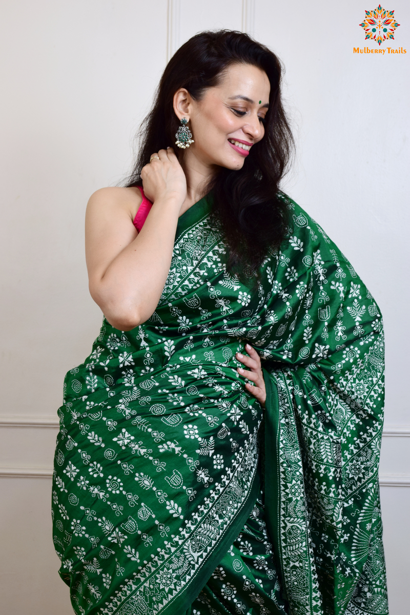 Rima - Bangalore Silk Saree with Warli Embroidery Saree