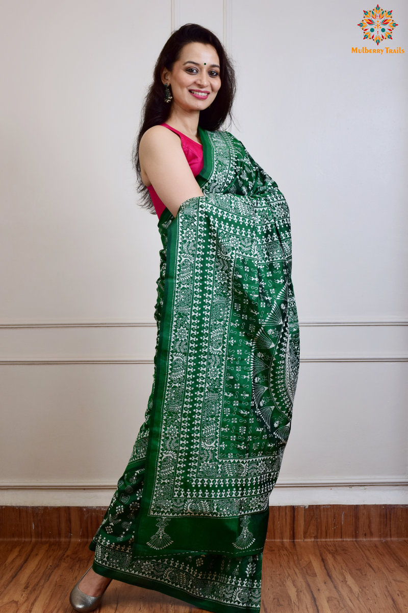 Rima - Bangalore Silk Saree with Warli Embroidery Saree