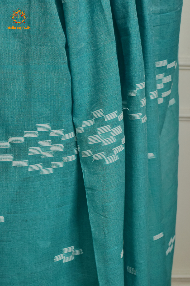 Yami: Flowy Summer Cotton Saree Sea Blue