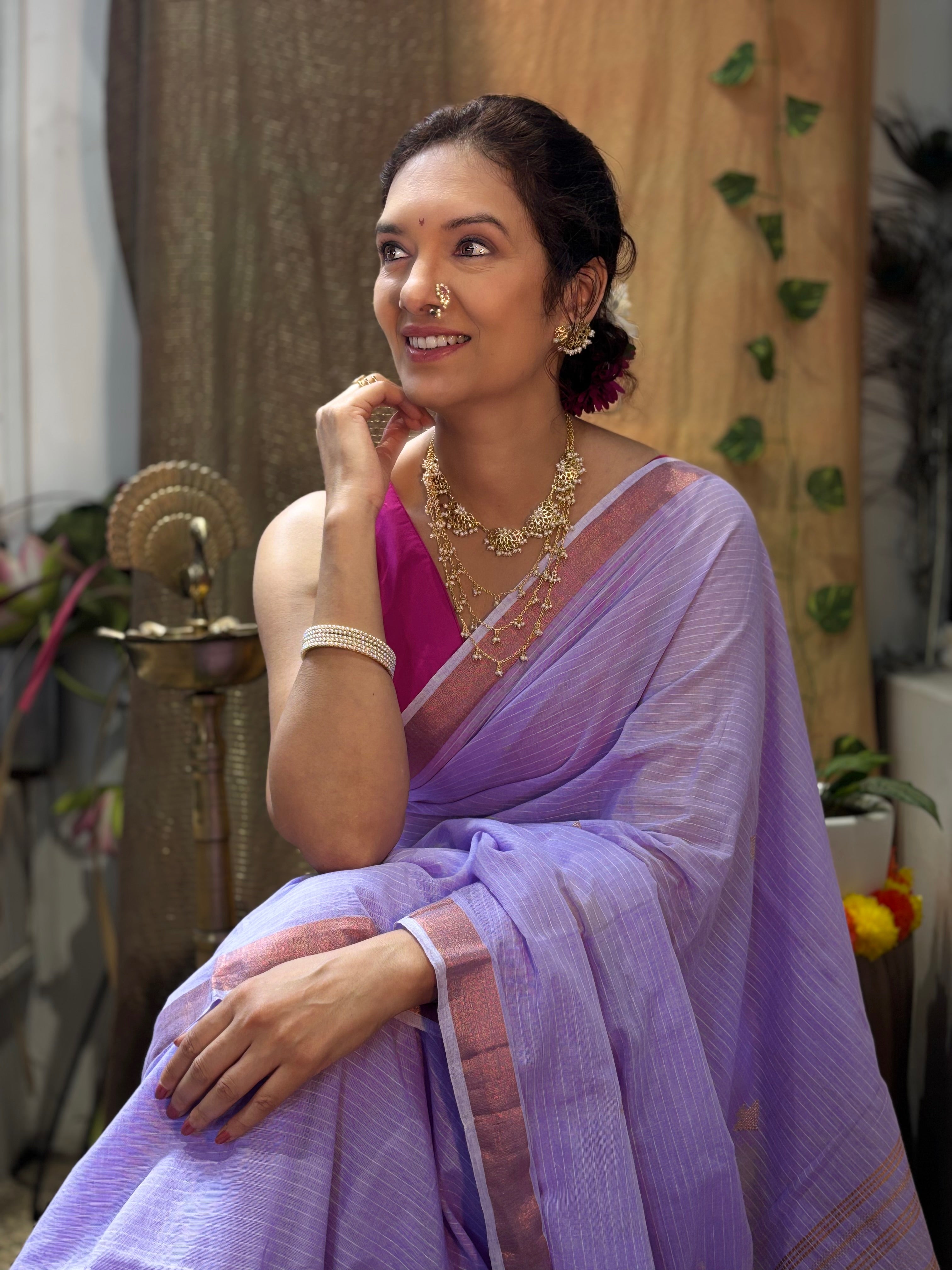 Ravi: Flowy Mul Cotton Jamdani Saree