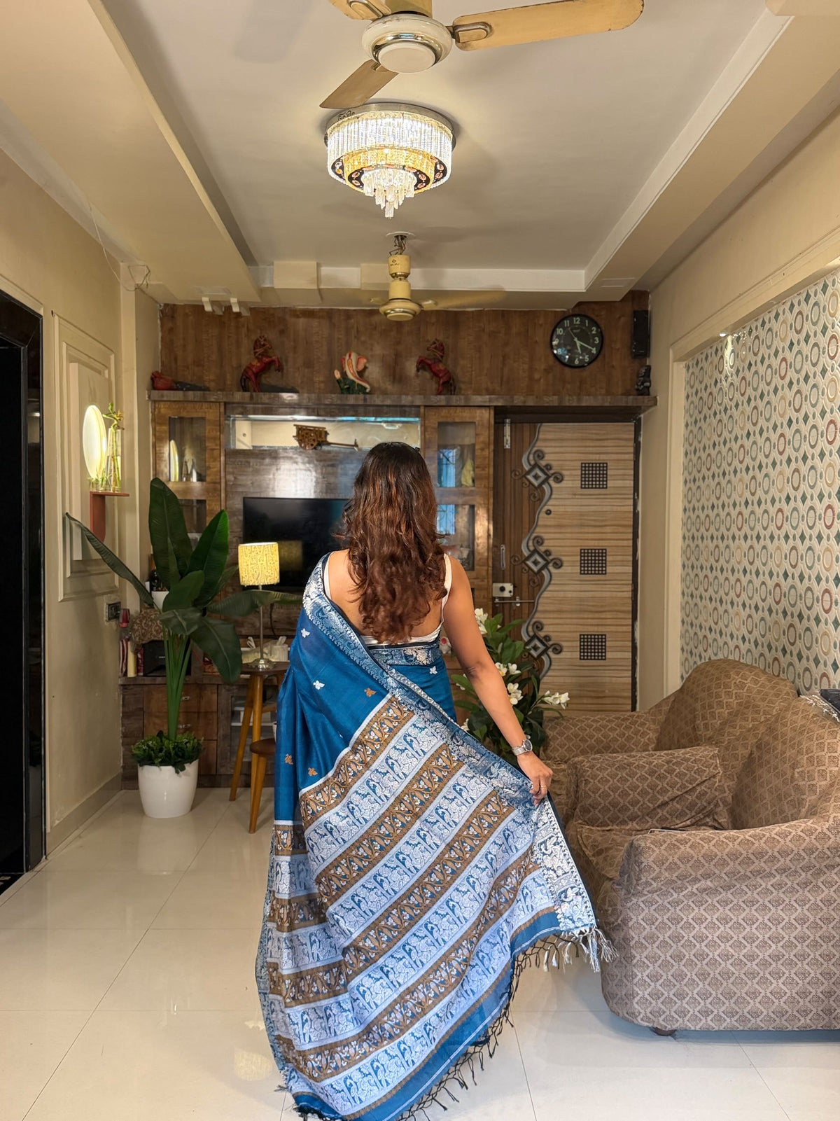 Bishnupadi: Premiun Cotton baluchari Saree_Blue
