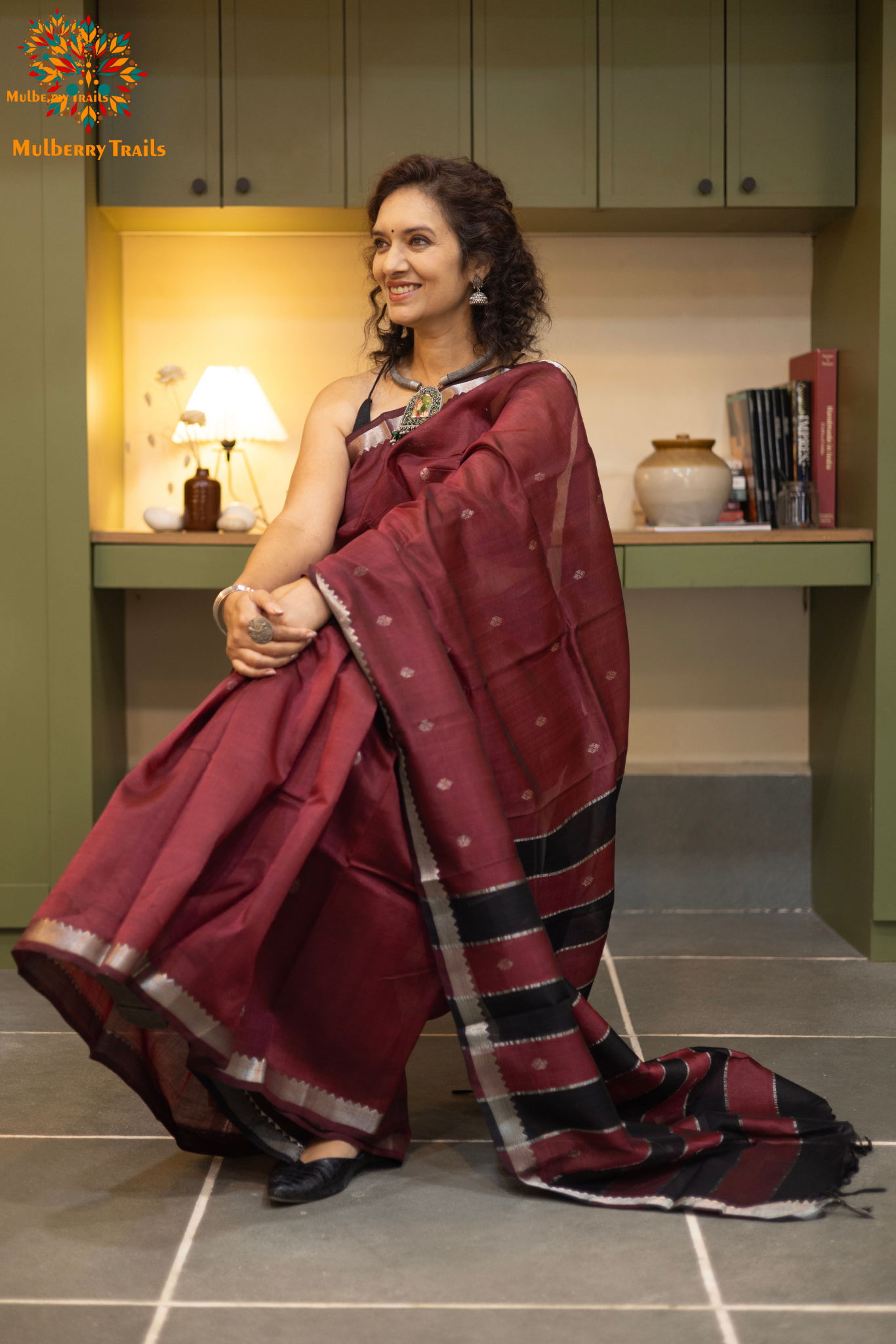 Neera: Mangalgiri Cotton Silk Saree_Maroon