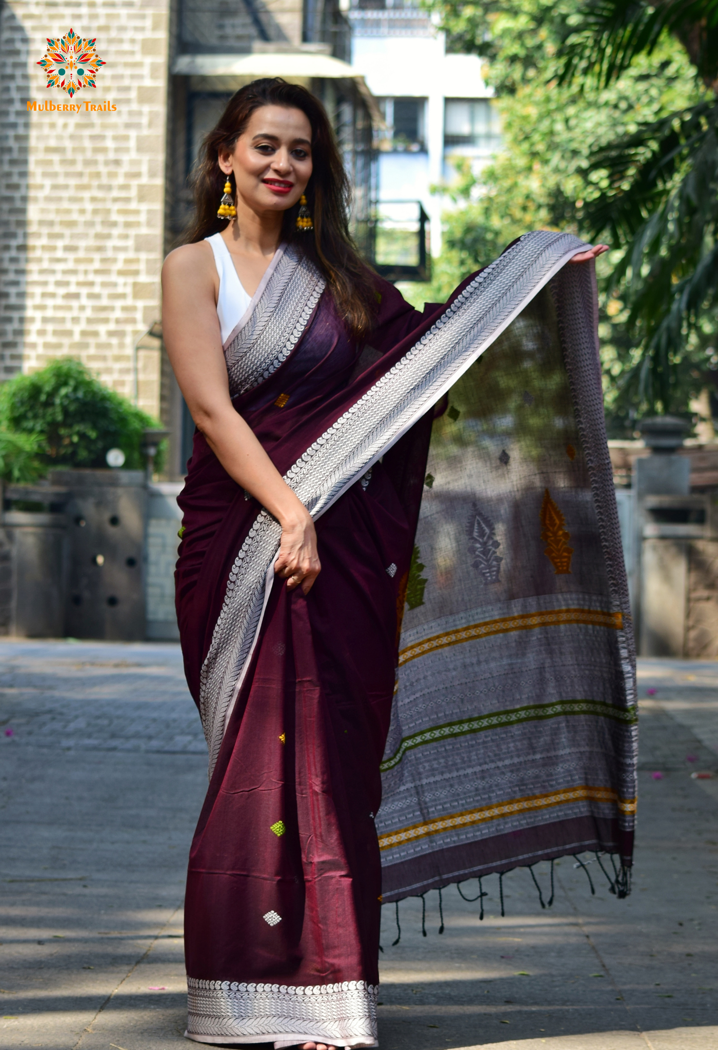 Ahana: Premium Handwoven Cotton Saree - Cocoa Brown