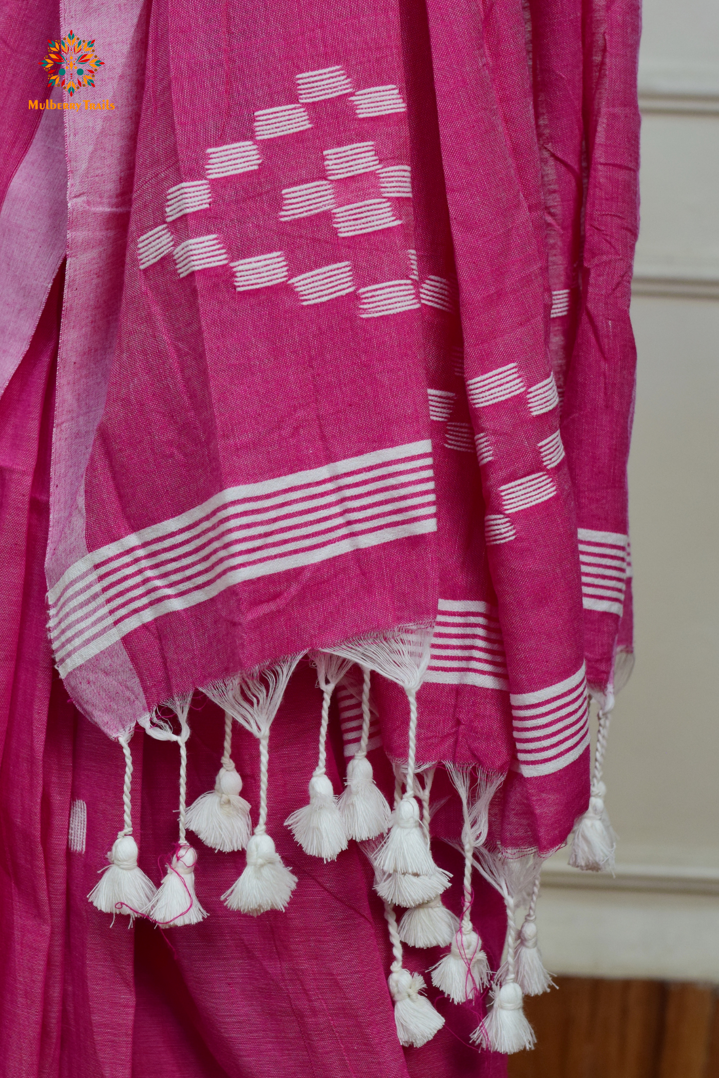 Yami: Flowy Summer Cotton Saree Fuschia Pink