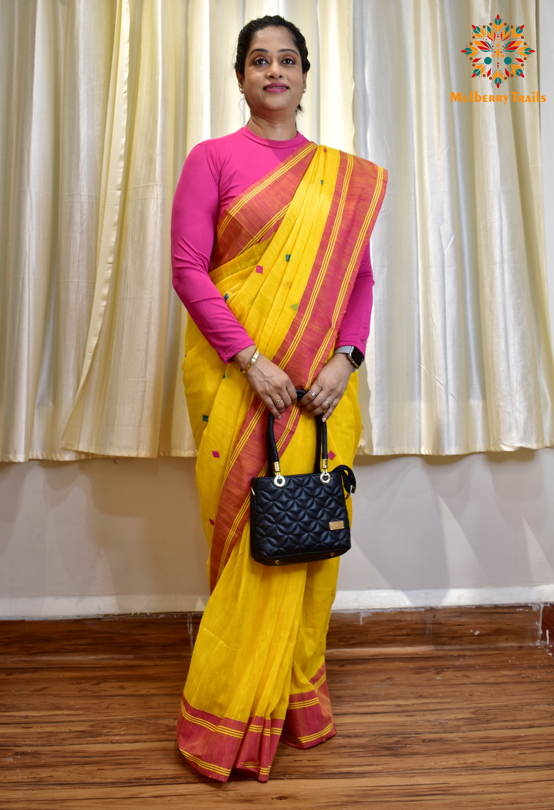 Nitya: Daily wear Cotton Saree Yellow