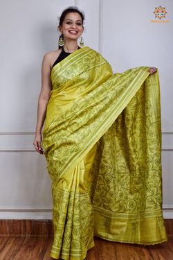 Rima - Tusser Silk Saree with all over Kantha Embroidery