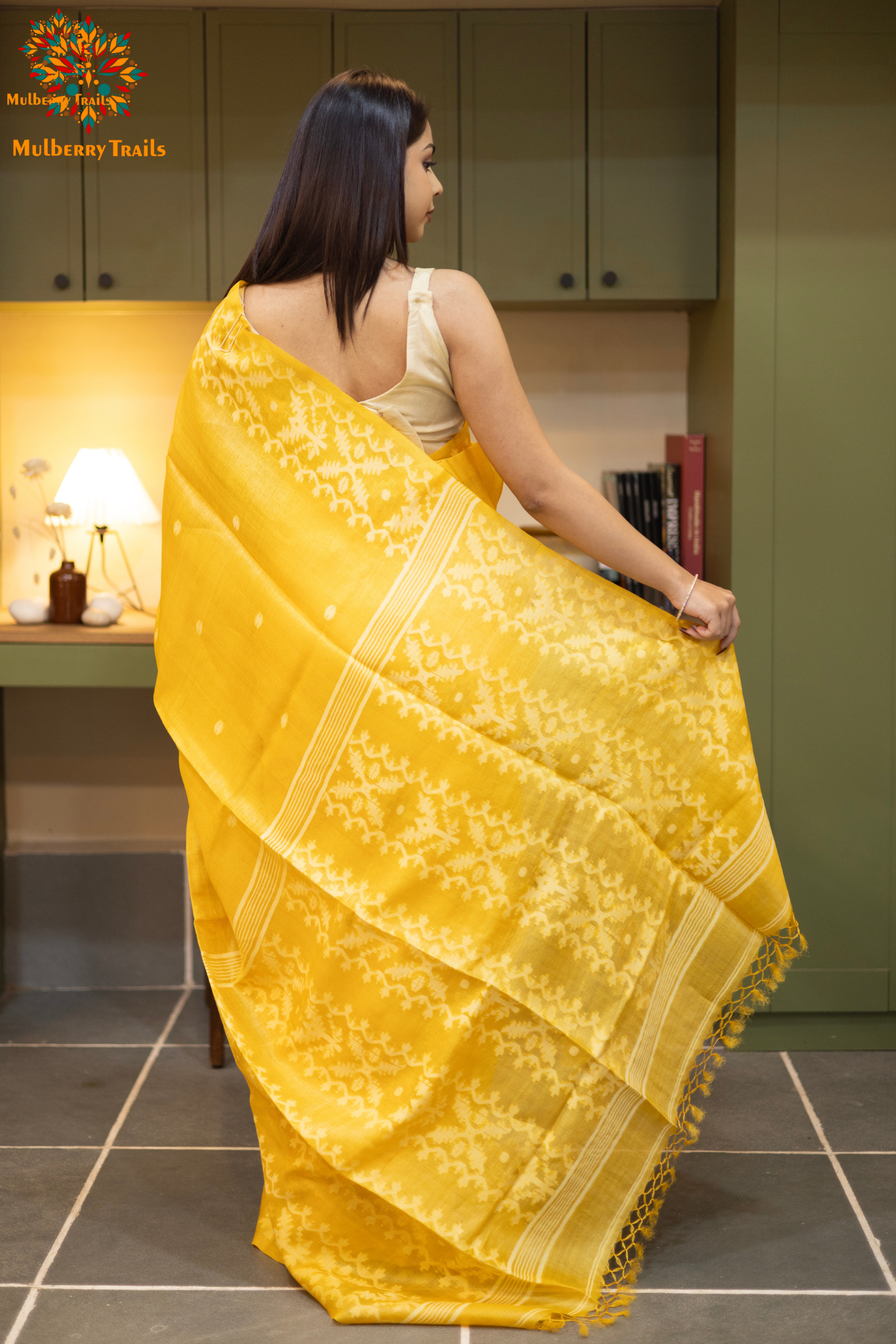 Meghana - Tusser silk saree with Jamdani Design Saree_Yellow