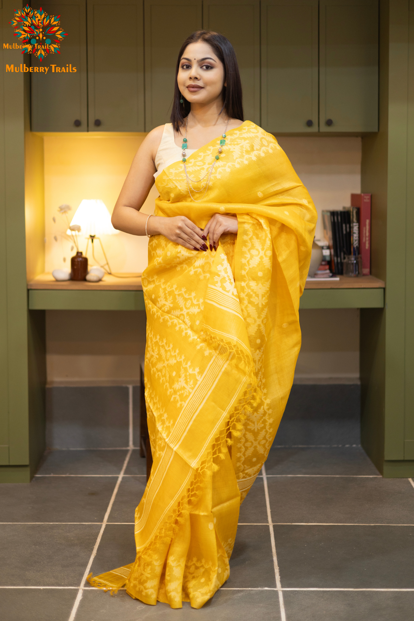 Meghana - Tusser silk saree with Jamdani Design Saree_Yellow