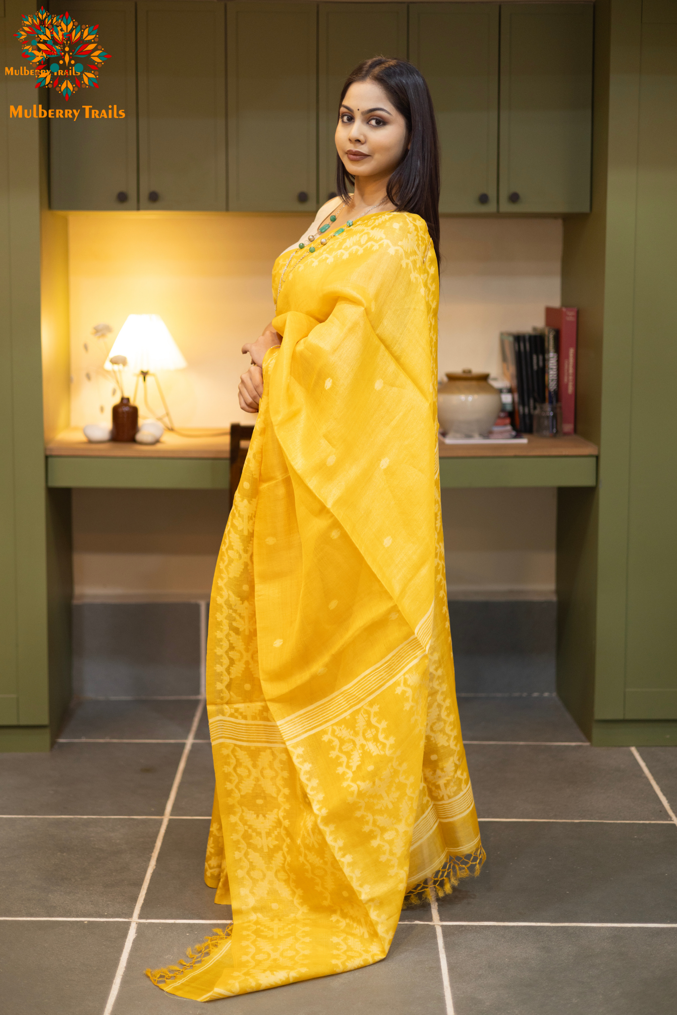 Meghana - Tusser silk saree with Jamdani Design Saree_Yellow