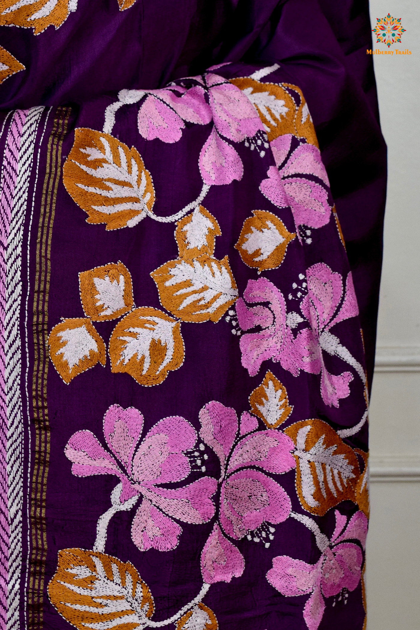 Rima - Kanchi Silk Saree with all over Kantha Embroidery