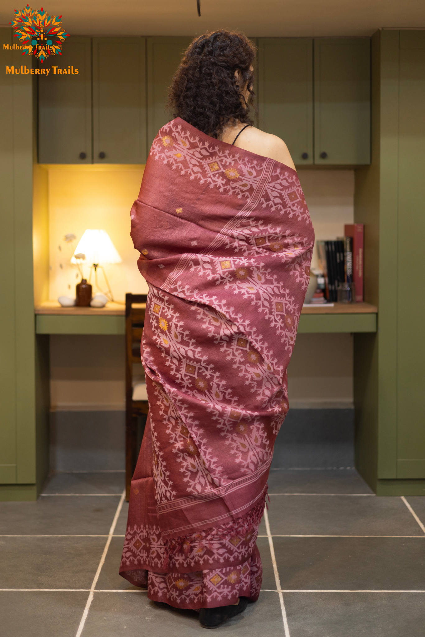 Meghana - Tusser silk saree with Jamdani Design Saree_Mauve