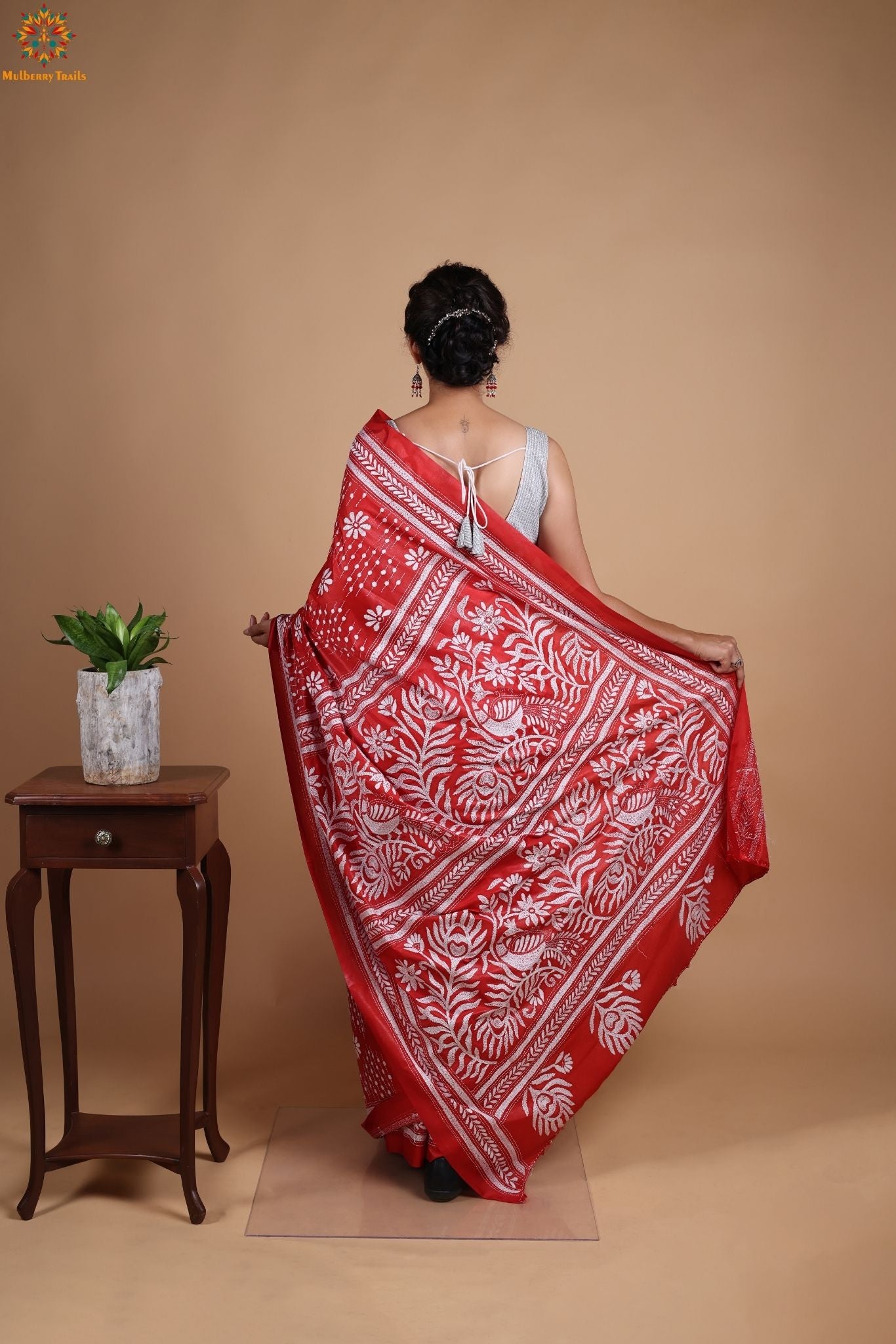 Koyna - Art Silk Kantha Embroidery Saree