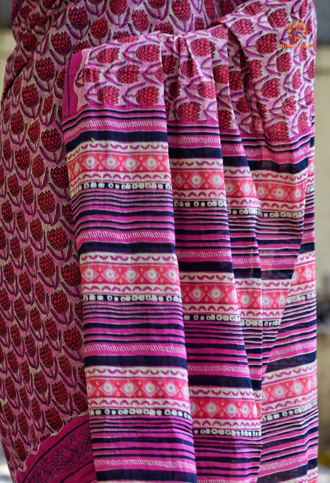 Chitrani: Summer Printed Cotton Sarees Pink