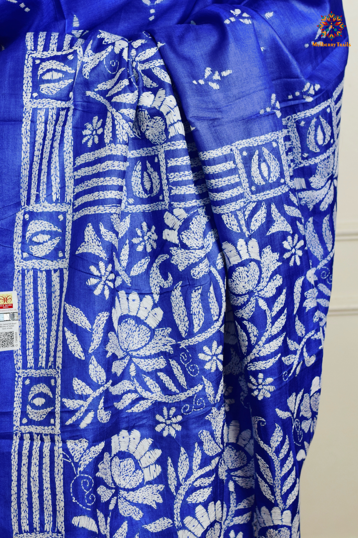 Rima - Tusser Silk Saree with all over Kantha Embroidery