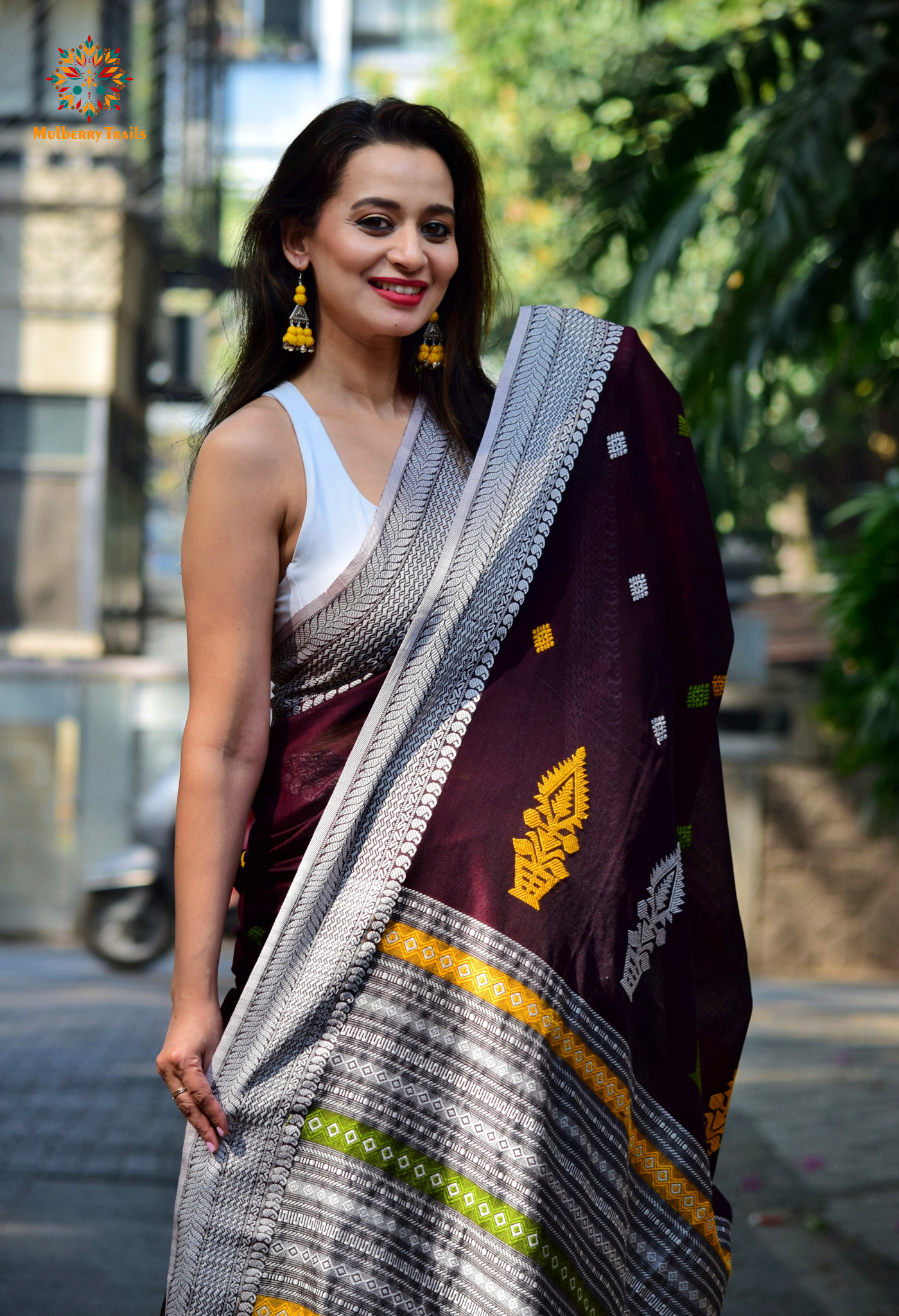 Ahana: Premium Handwoven Cotton Saree - Cocoa Brown