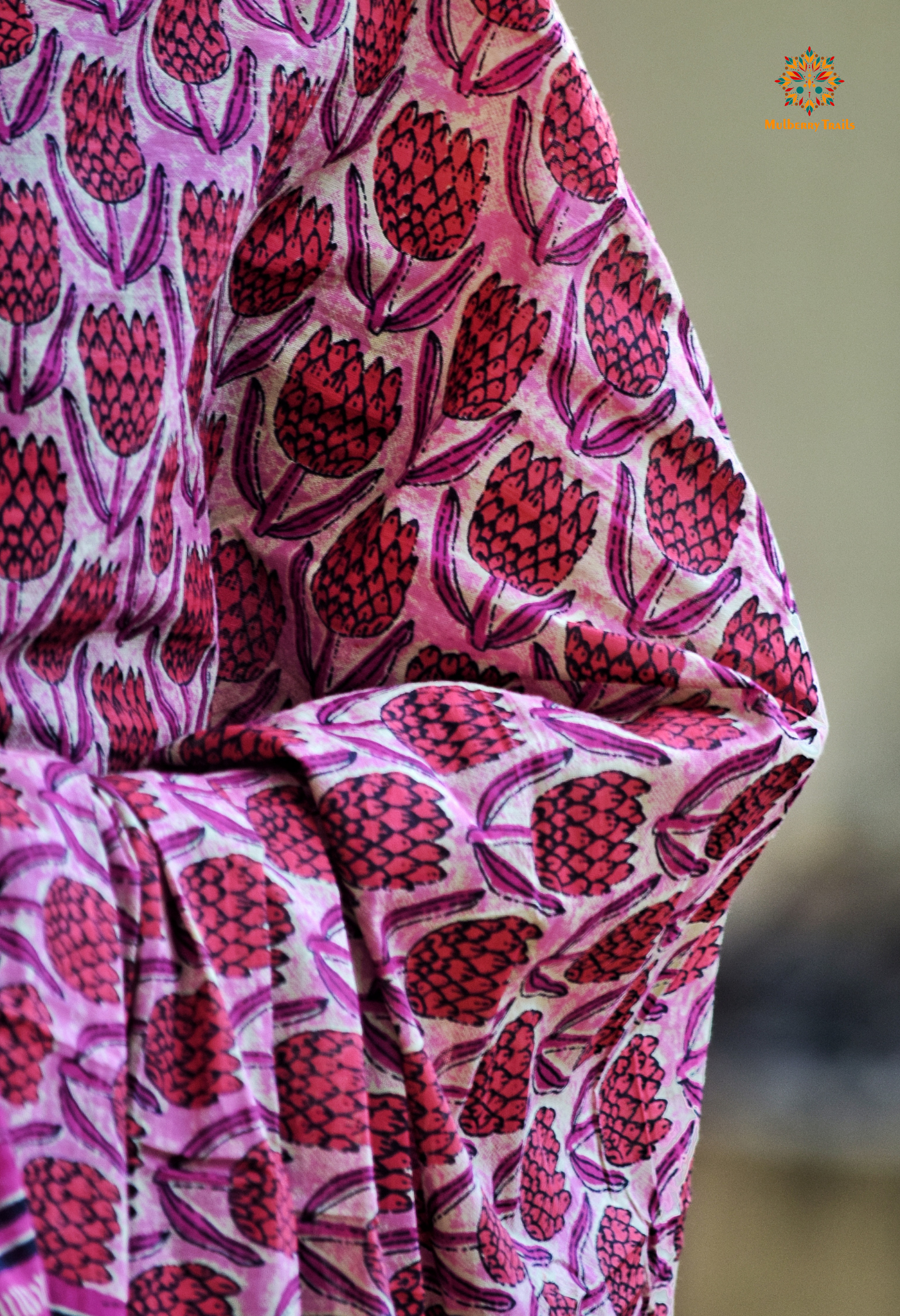 Chitrani: Summer Printed Cotton Sarees Pink