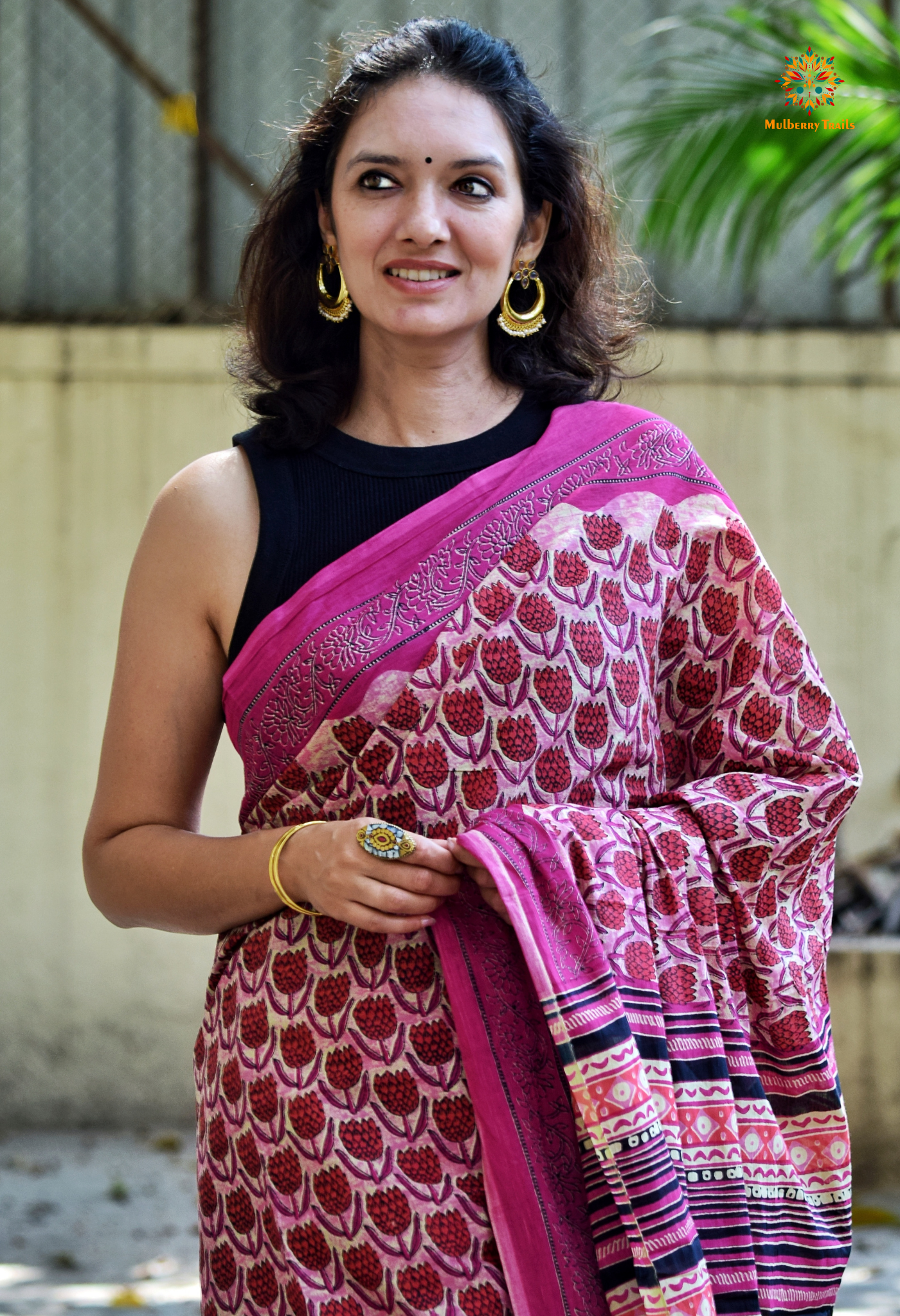 Chitrani: Summer Printed Cotton Sarees Pink