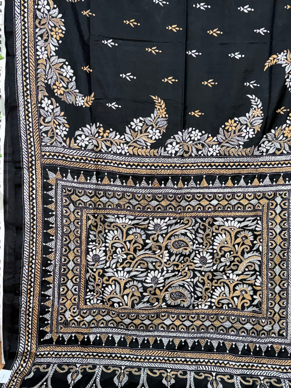 Rima - Bangalore silk saree with kantha embroidery