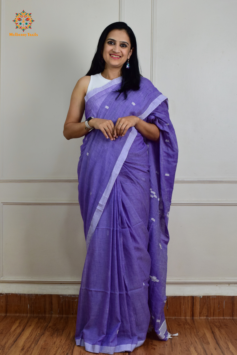 Yami: Flowy Summer Cotton Saree Lavendar