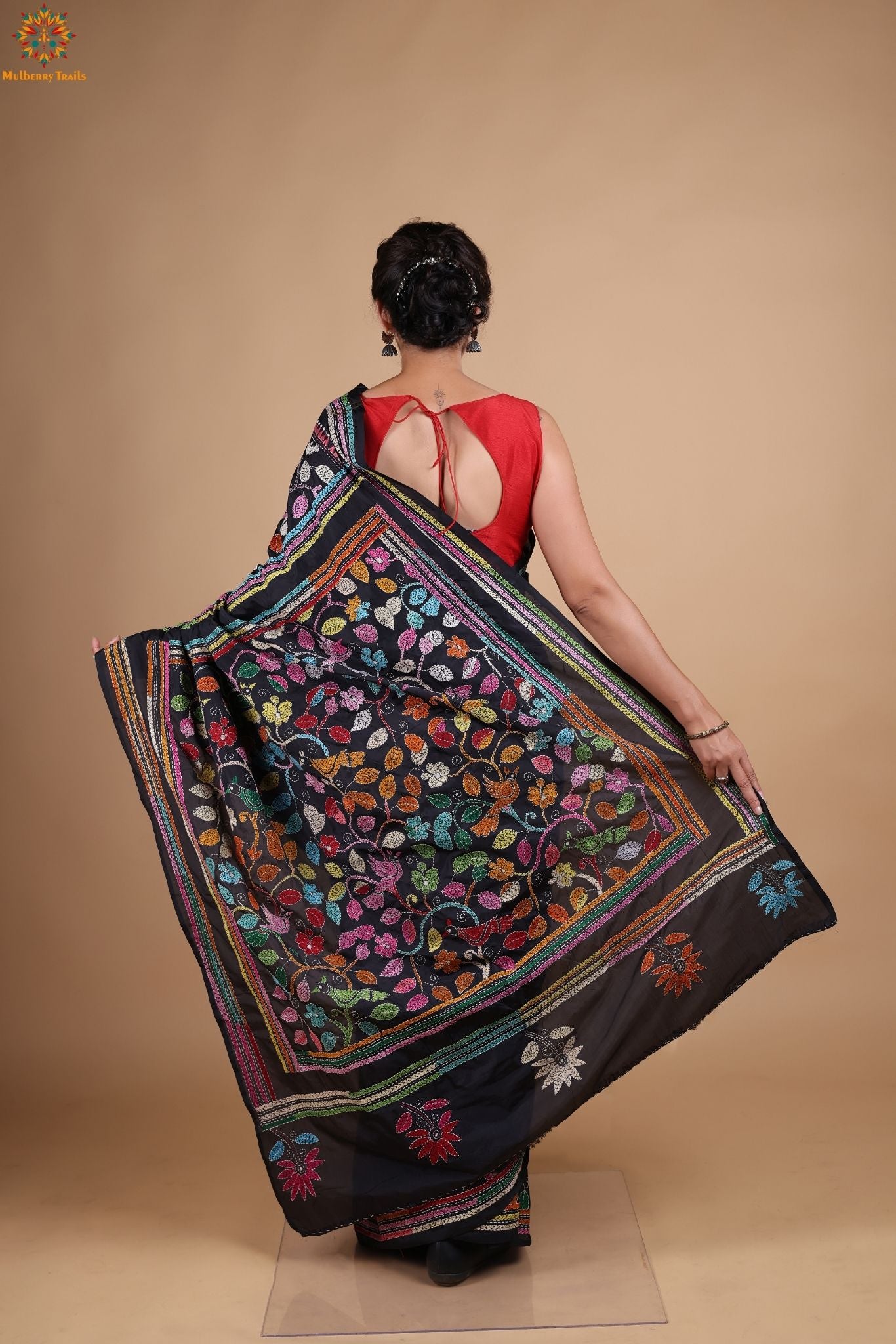 Koyna - Art Silk Kantha Embroidery Saree