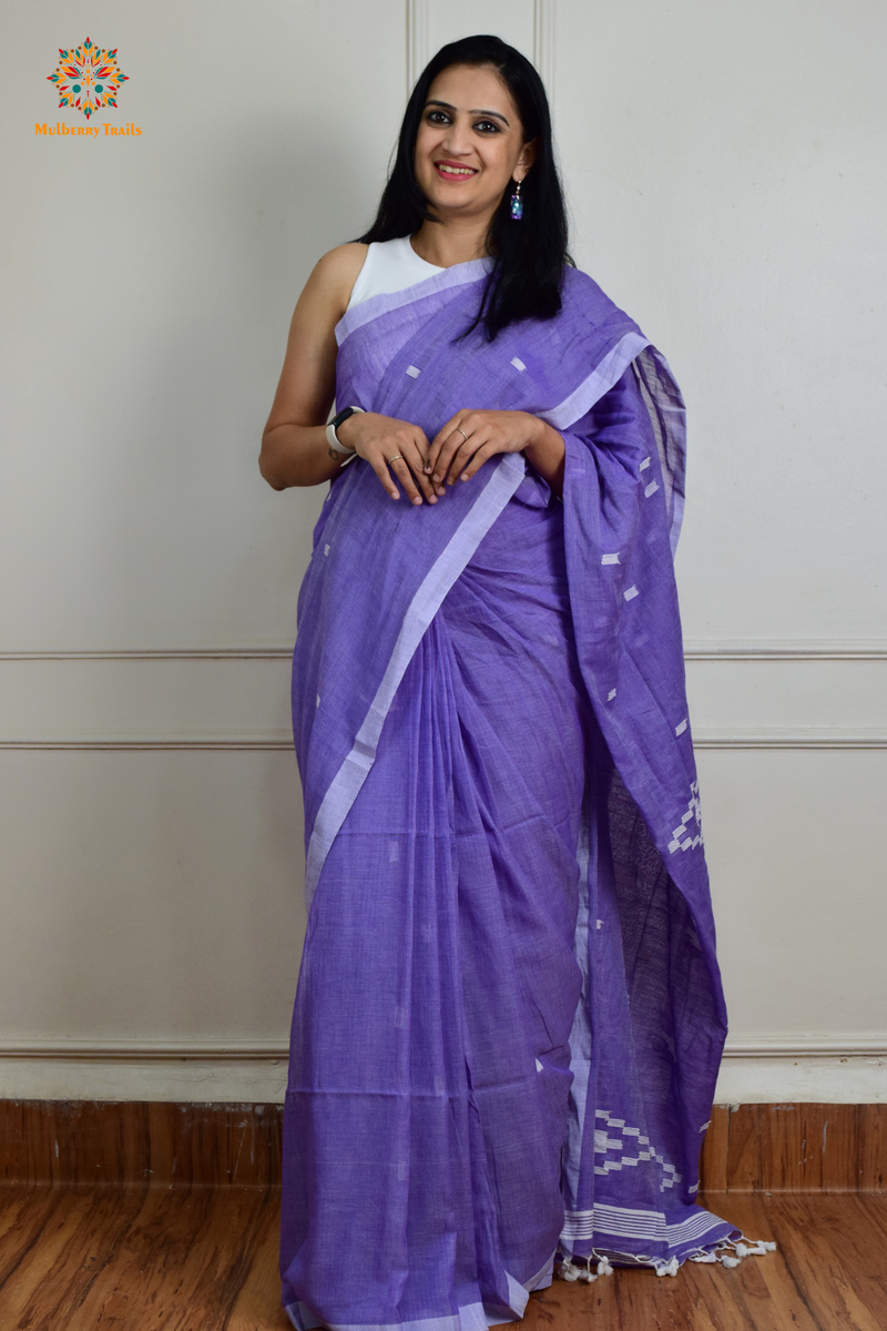 Yami: Flowy Summer Cotton Saree Lavendar