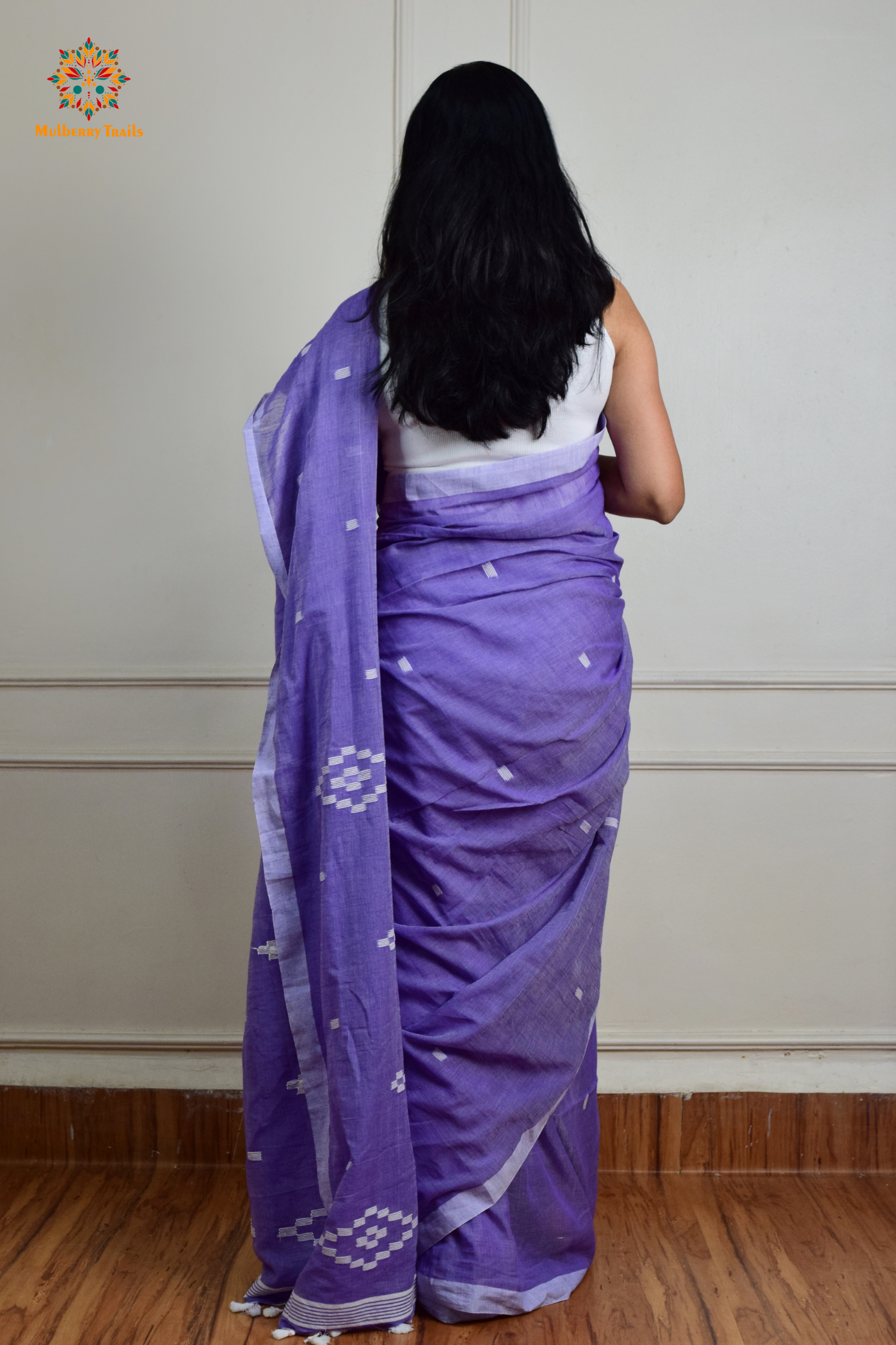 Yami: Flowy Summer Cotton Saree Lavendar