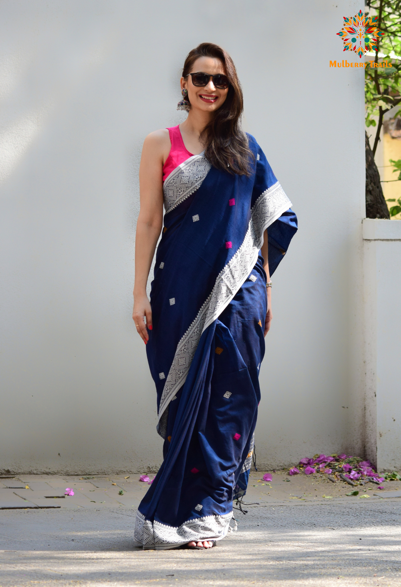 Ahana: Premium Handwoven Cotton Saree - Deep Blue