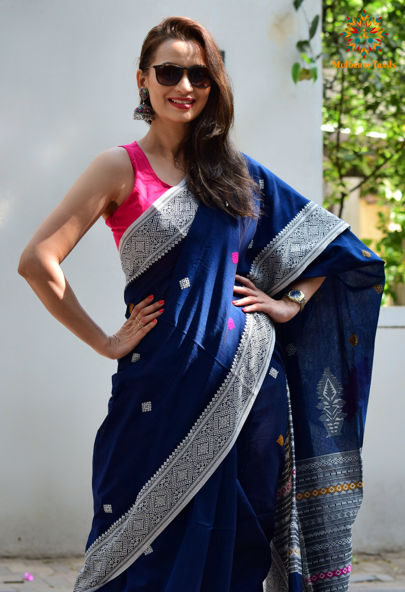 Ahana: Premium Handwoven Cotton Saree - Deep Blue