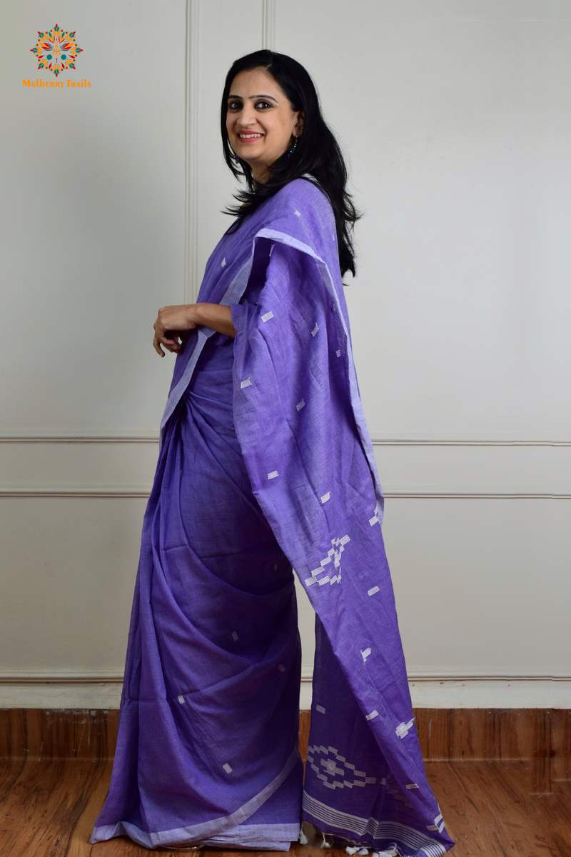 Yami: Flowy Summer Cotton Saree Lavendar