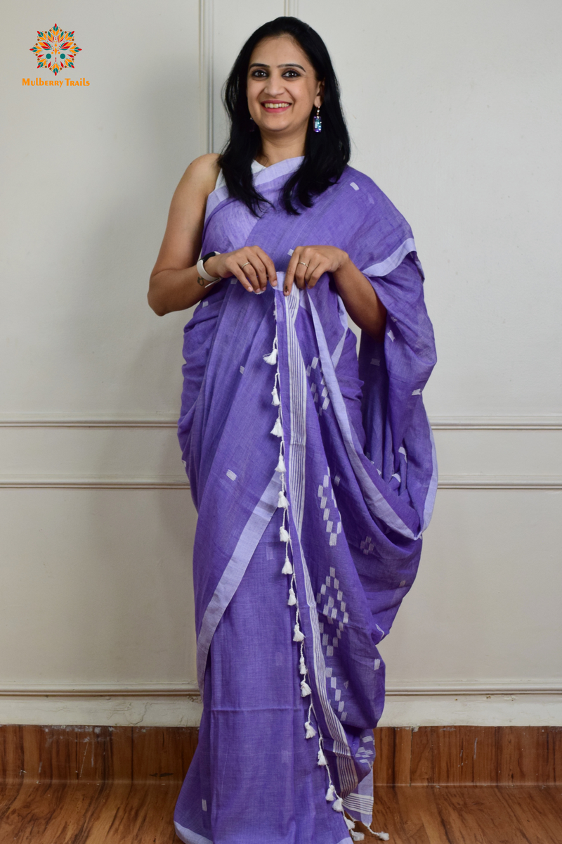 Yami: Flowy Summer Cotton Saree Lavendar