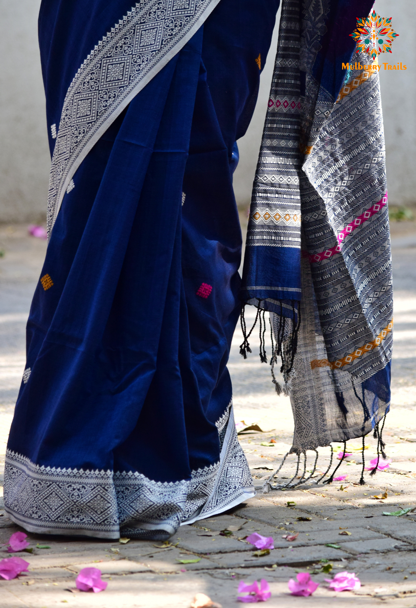 Ahana: Premium Handwoven Cotton Saree - Deep Blue