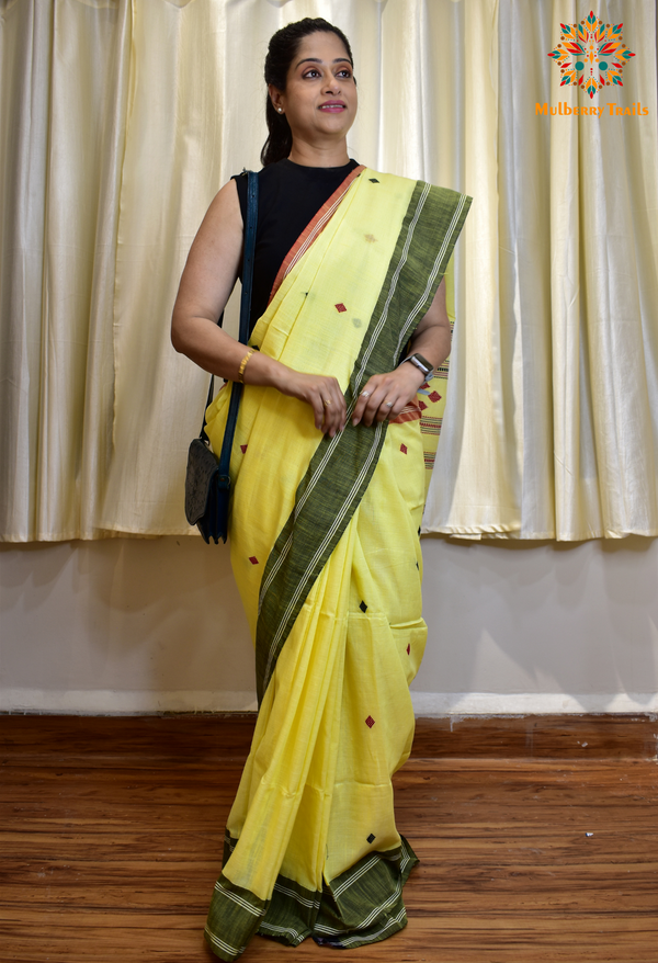 Nitya: Daily wear Cotton Saree Lemon Yellow