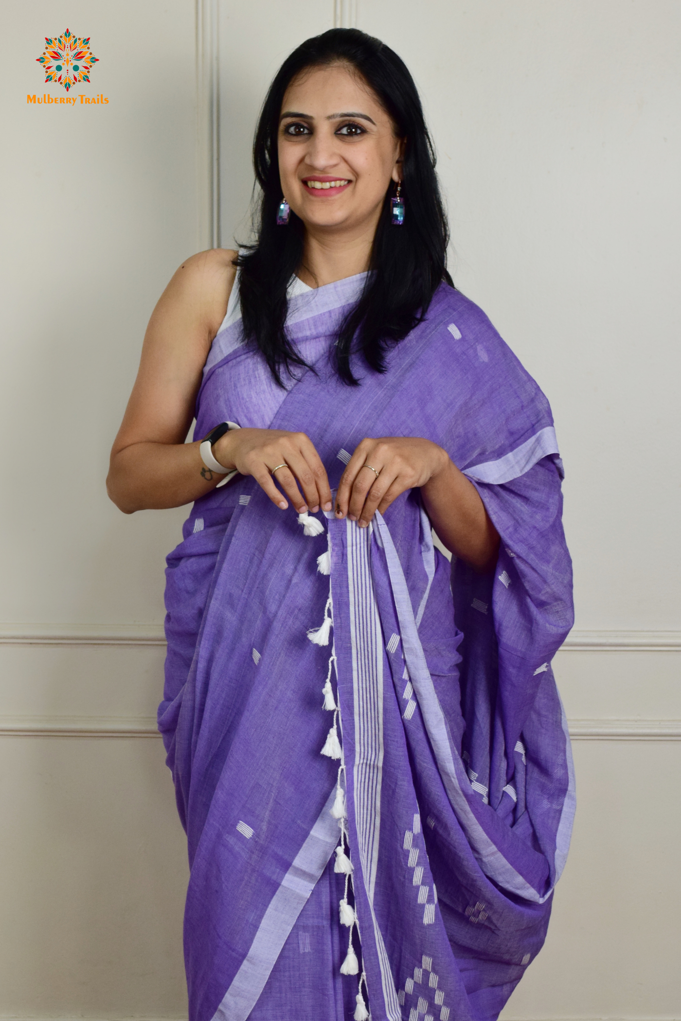 Yami: Flowy Summer Cotton Saree Lavendar