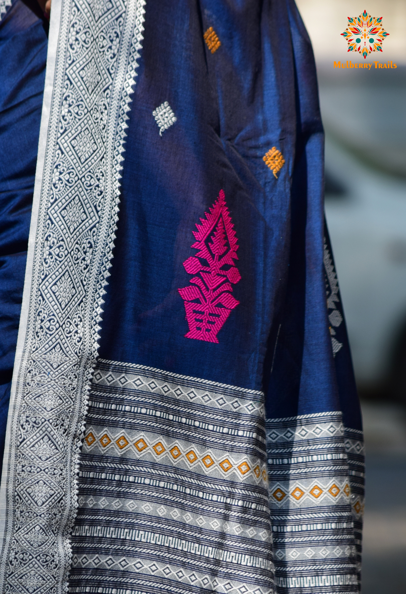 Ahana: Premium Handwoven Cotton Saree - Deep Blue