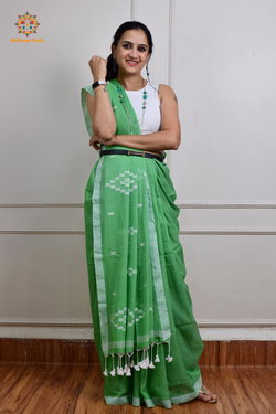 Yami: Flowy Summer Cotton Saree Fresh Green