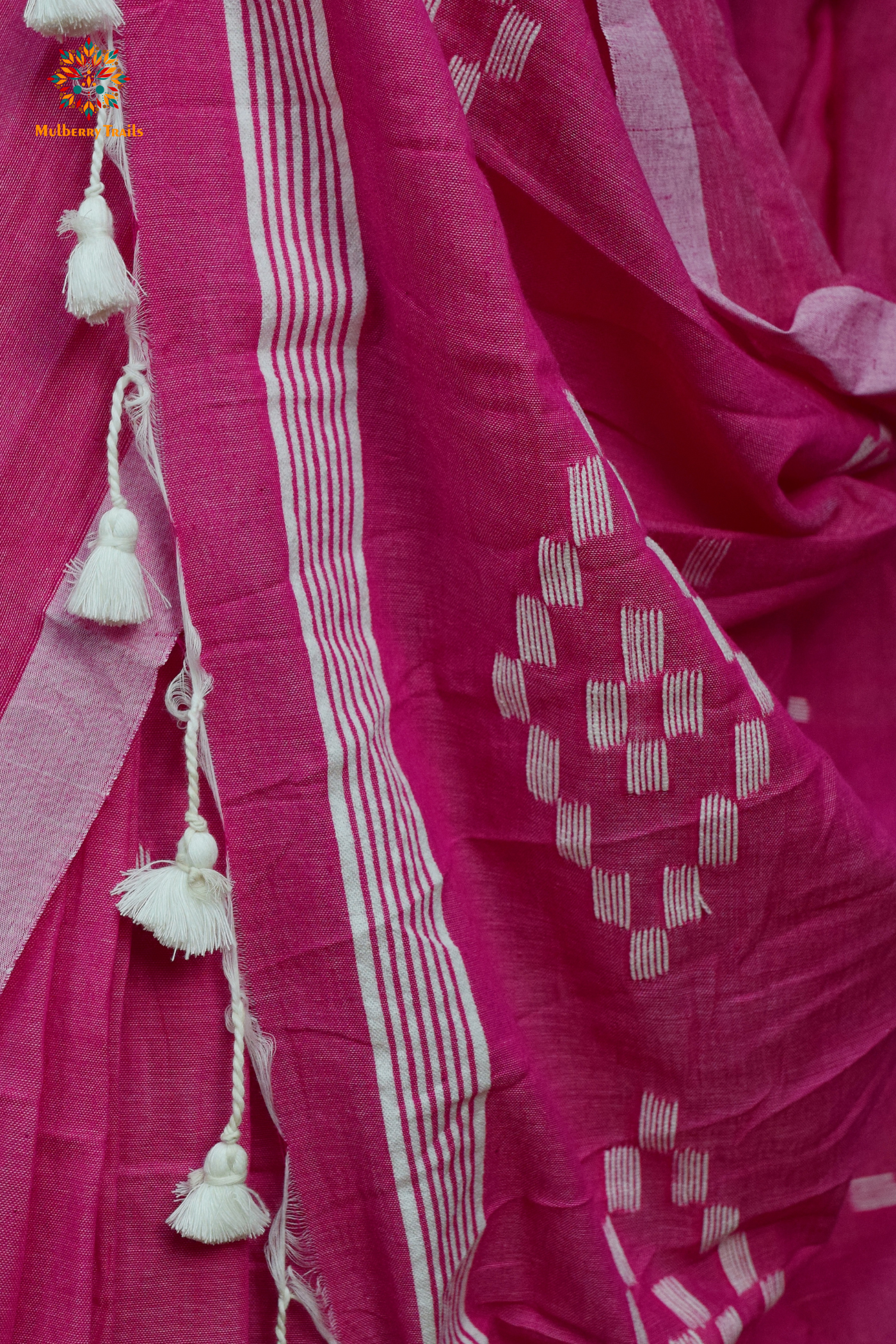 Yami: Flowy Summer Cotton Saree Fuschia Pink