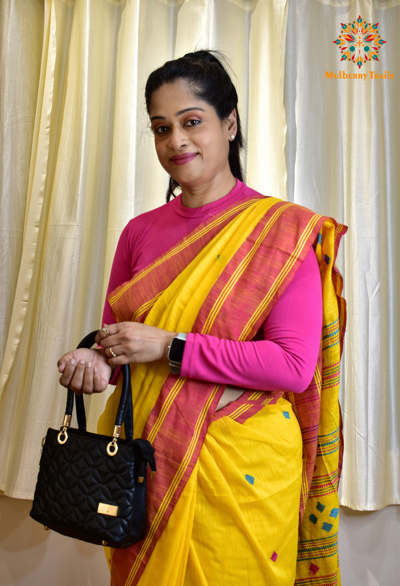 Nitya: Daily wear Cotton Saree Yellow