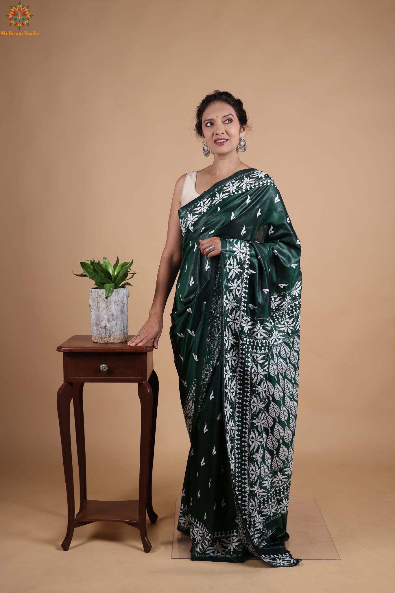 Koyna - Art Silk Kantha Embroidery Saree