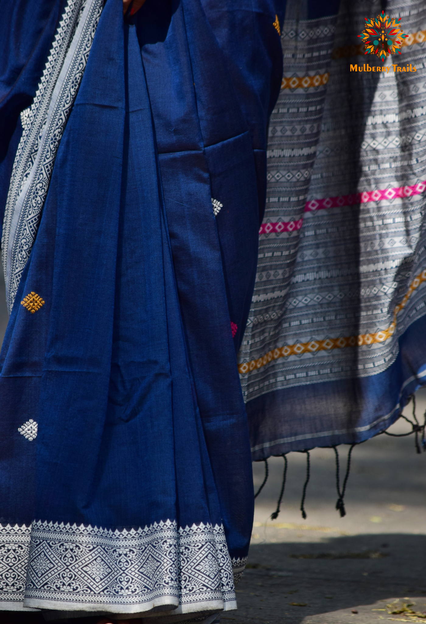 Ahana: Premium Handwoven Cotton Saree - Deep Blue