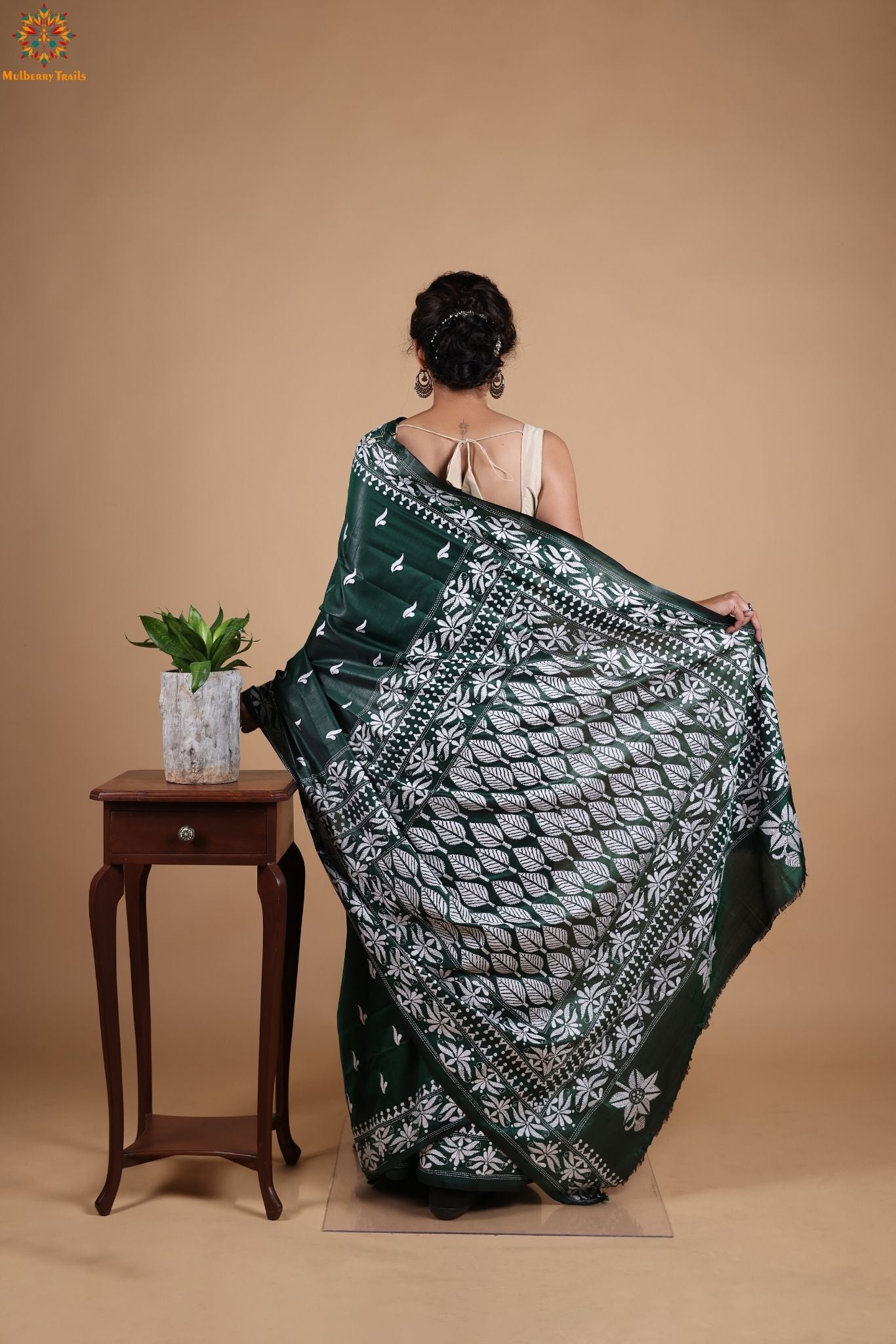 Koyna - Art Silk Kantha Embroidery Saree